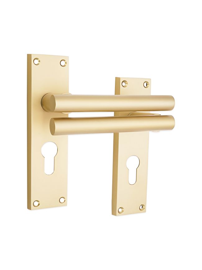 Jura Lever on Backplate Euro Satin Brass