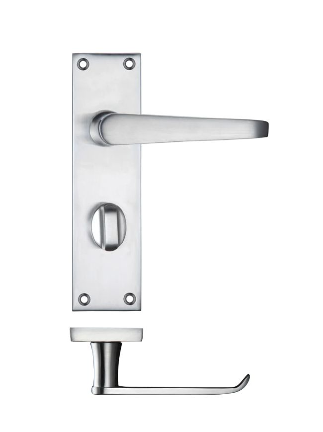 Zoo Hardware Project Victorian flat lever on bathroom backplate - 150 x 40mm - Satin Chrome