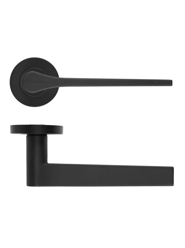 Zoo Hardware Gio Lever On Round Rose - Oscuro Matt Black