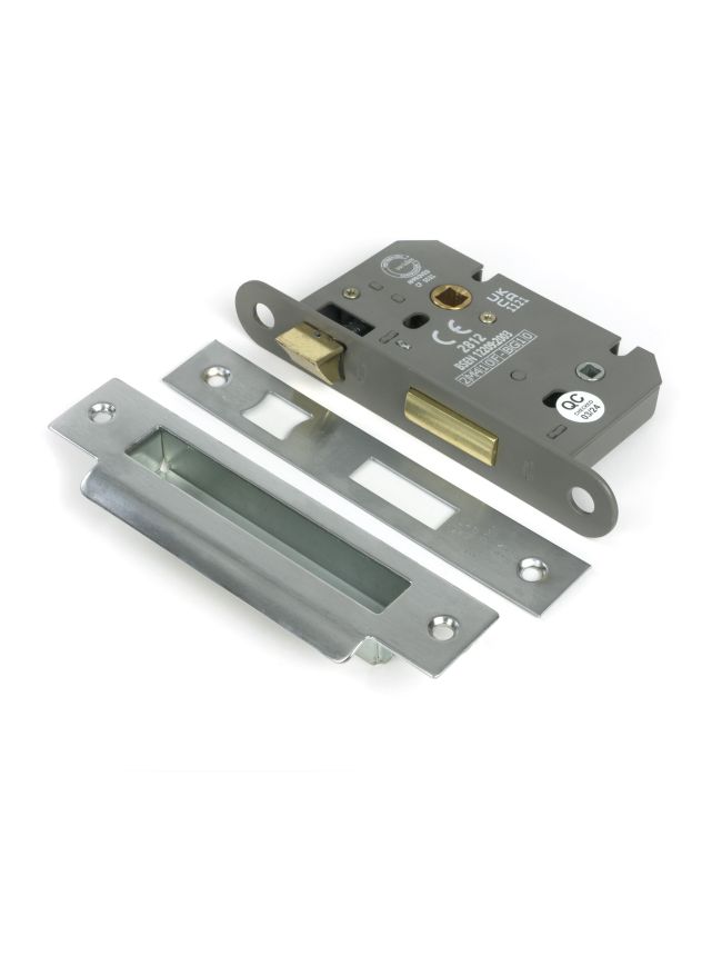 Satin Chrome 2½" Heavy Duty Bathroom Mortice Lock