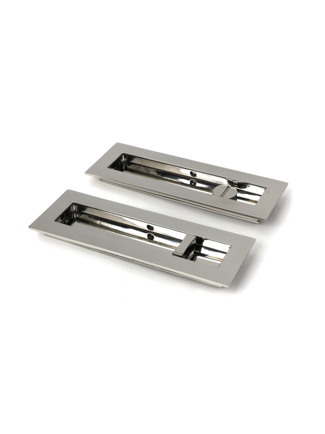 Polished Marine SS (316) 175mm Plain Rectangular Pull - Privacy Set