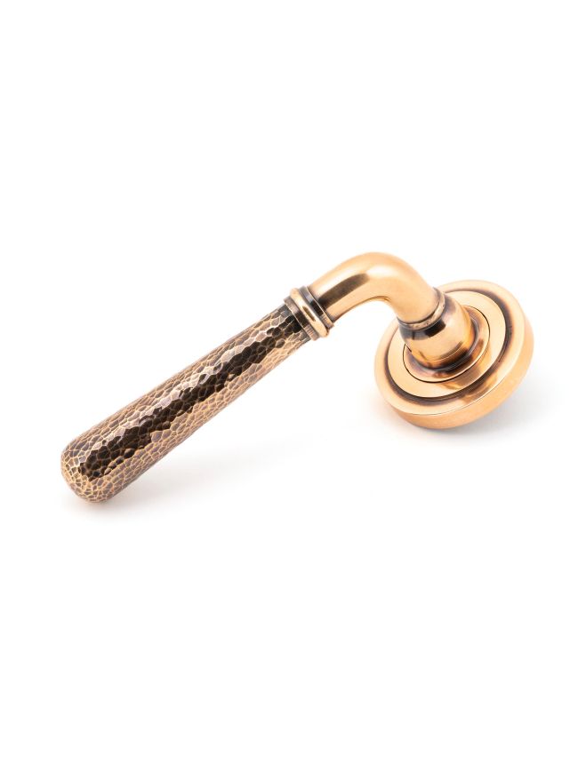 Polished Bronze Hammered Newbury Lever on Rose Set (Art Deco)