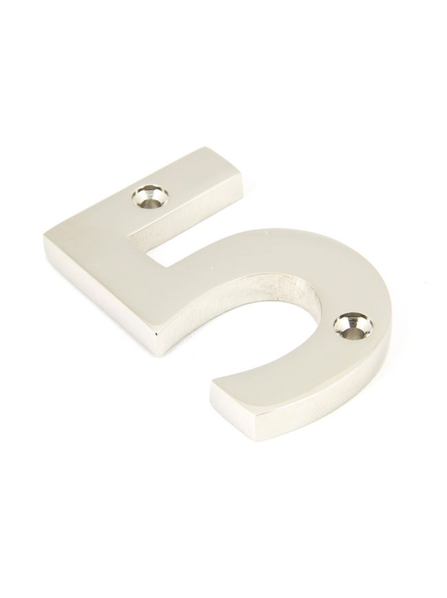 Polished Nickel Numeral 5