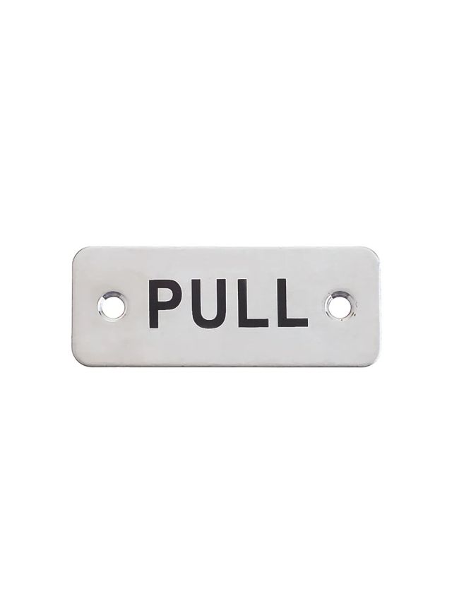 Zoo Hardware Rectangular Pull Sign - 75 x 30mm - Satin Stainless