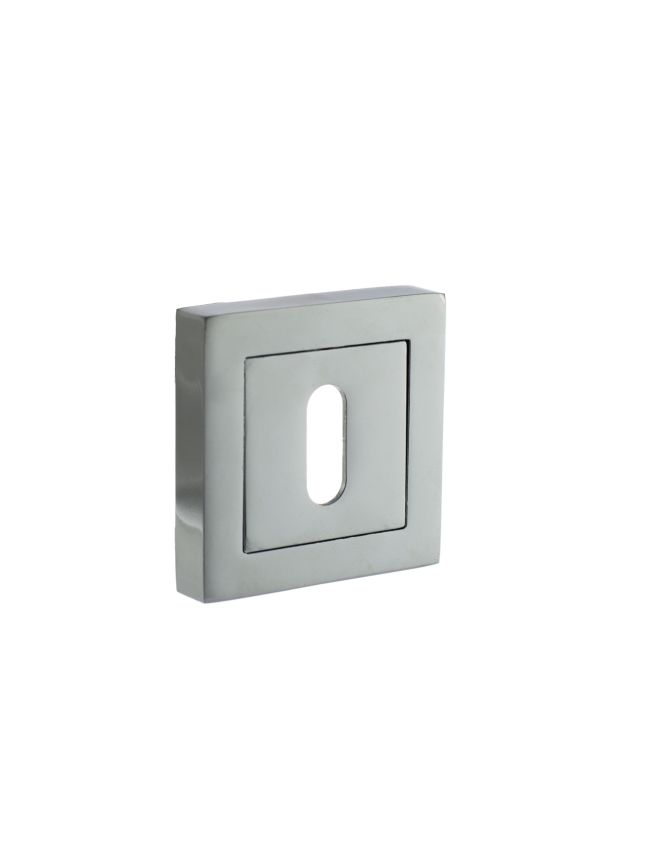 STATUS Key Escutcheons on S4 Square Rose - Polished Chrome (Pair)