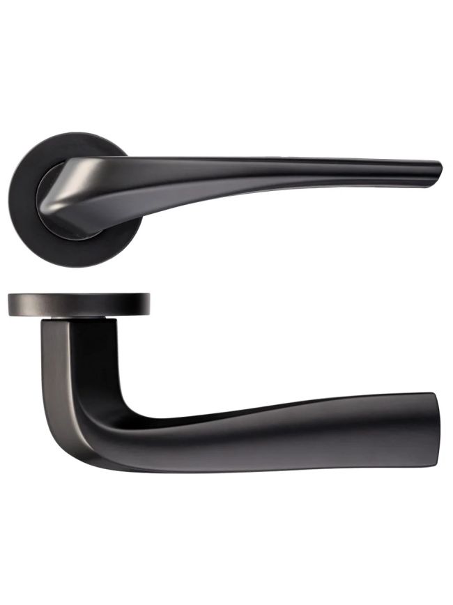 Zoo Hardware Aries lever on round rose - Powder Coat Black