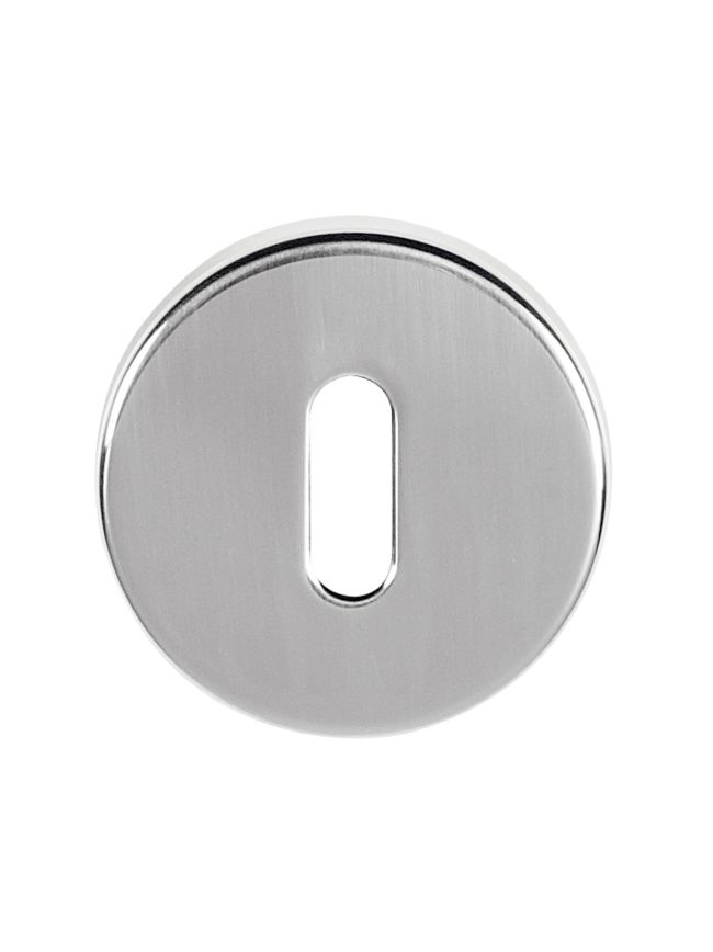 Tupai Rapido CurvaLine Key Escutcheons on Round Rose - Satin Chrome (Pair)