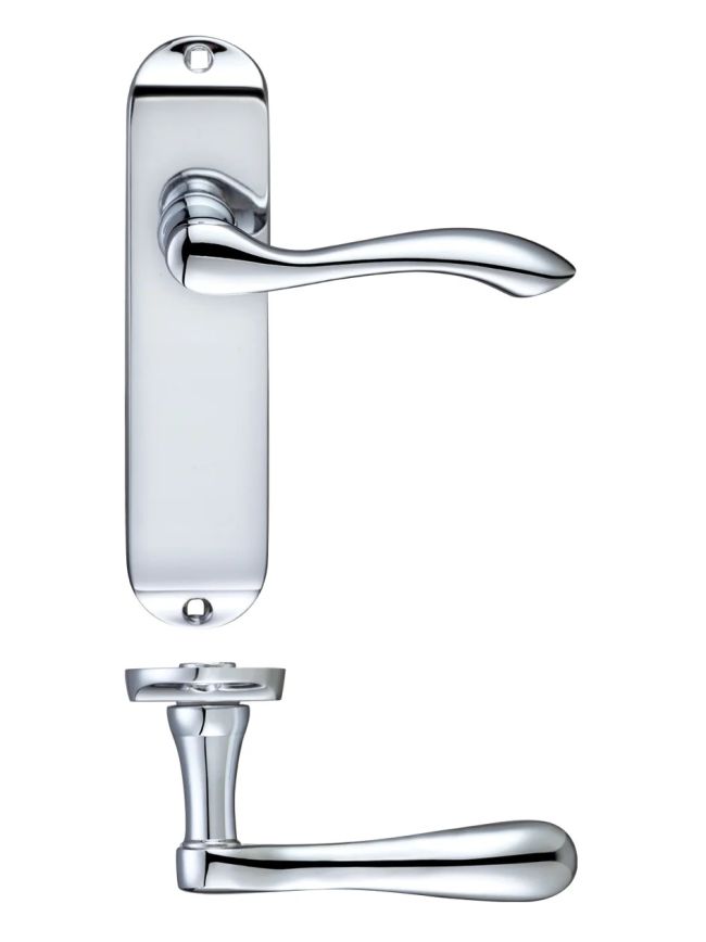 Zoo Hardware Project Arundel lever on latch backplate - 175mm x 42mm - Polished Chrome