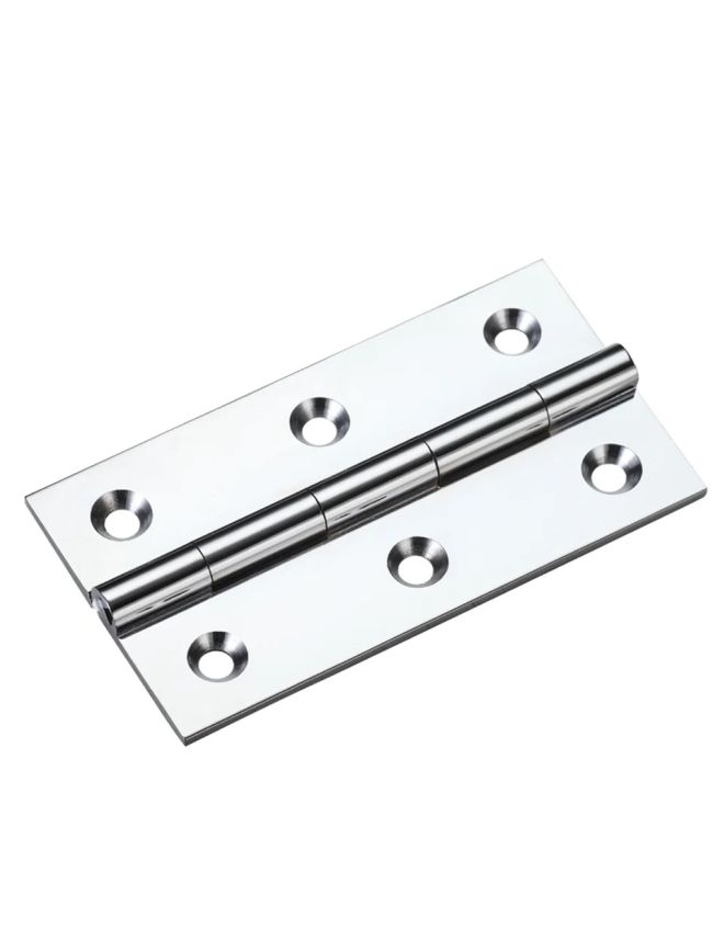 Zoo Hardware Solid drawn brass butt hinge - 75 x 41 x 2mm - Polished Chrome