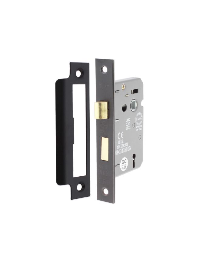 3" CE 3 Lever Mortice Sash Lock FD60 - Matt Black