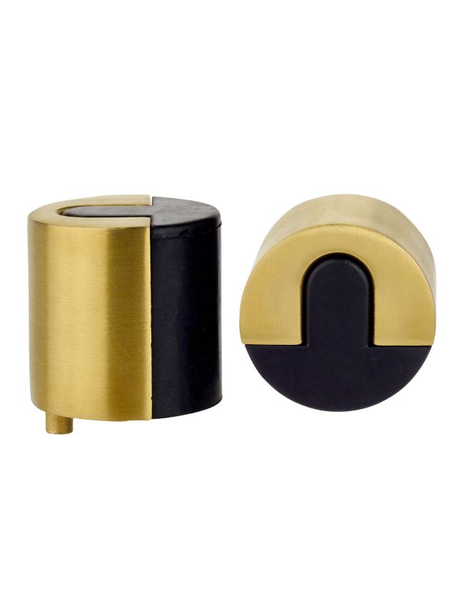 Zoo Hardware Door Stop Floor Mounted - Large Round - 40mm dia - PVD Satin Brass