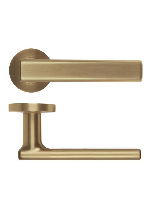 Zoo Hardware Frigo Lever On Round Rose - Antique Brass