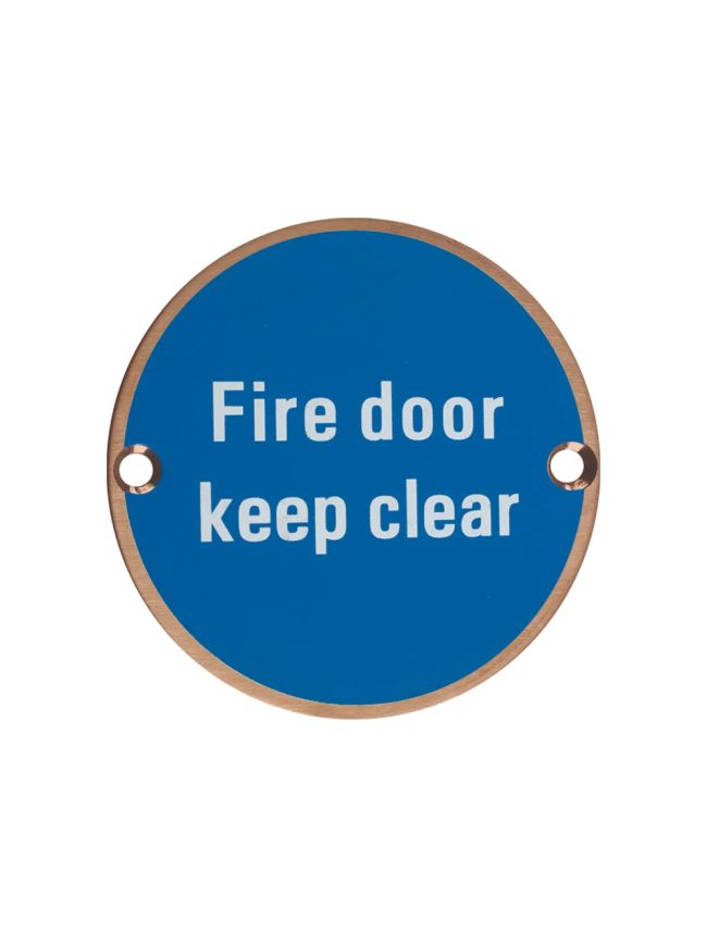 Zoo Hardware Fire Door Keep Clear - 76mm dia - Bronze