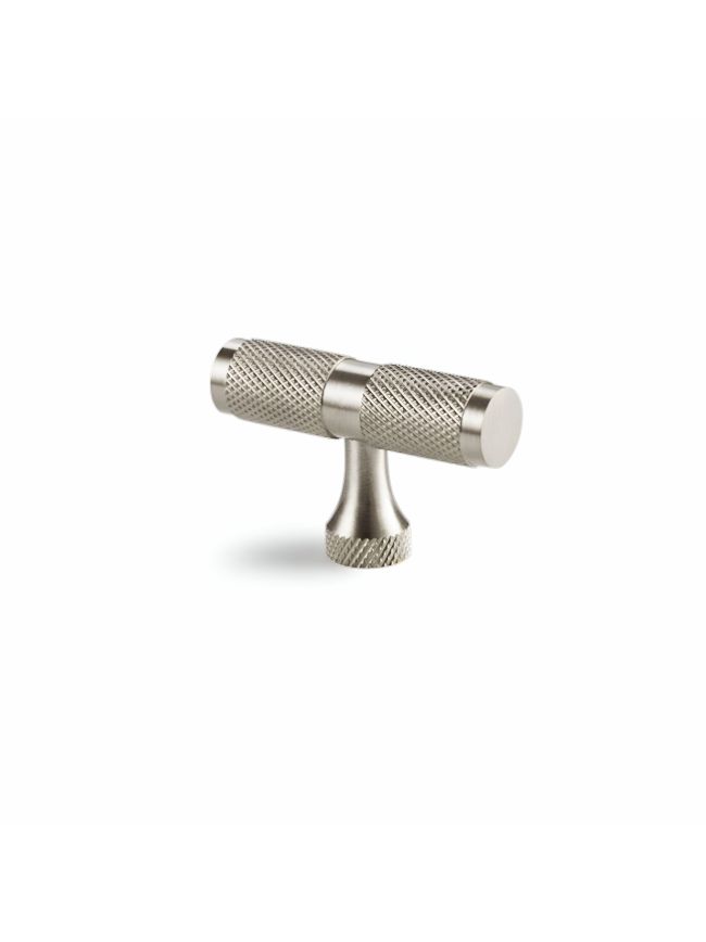 Knurled T bar Cupboard Pull Satin Silver