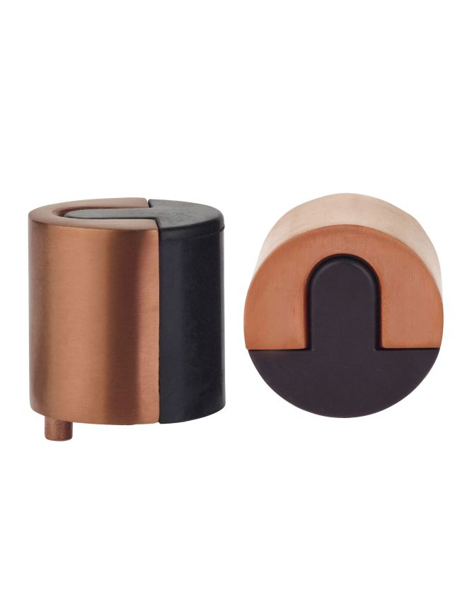 Zoo Hardware Door Stop Floor Mounted - Large Round - 40mm dia - Bronze
