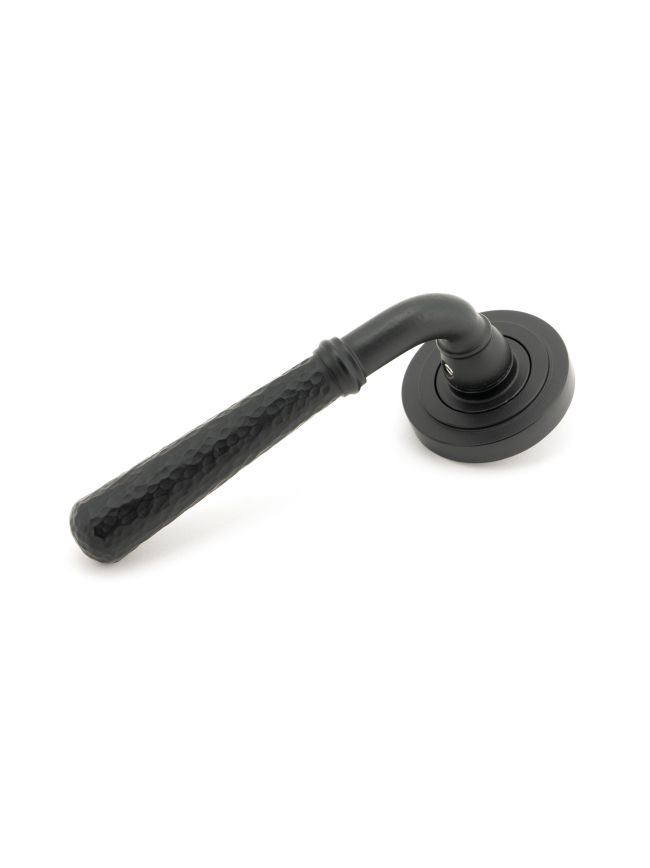 Matt Black Hammered Newbury Lever on Rose Set (Art Deco)
