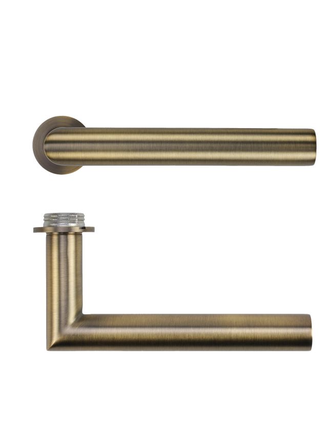 Zoo Hardware Lugano Lever on 32mm Round Mini Rose - Antique Brass