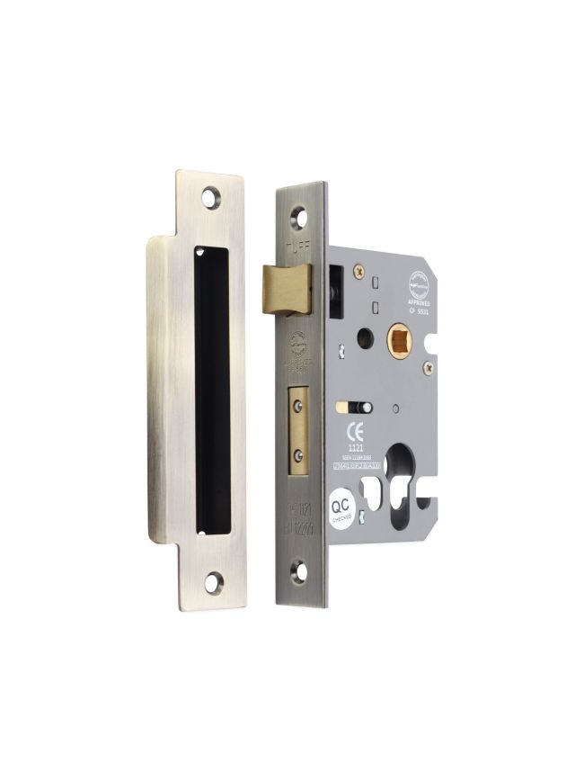 3" CE Euro Profile Mortice Sash Lock - Antique Brass