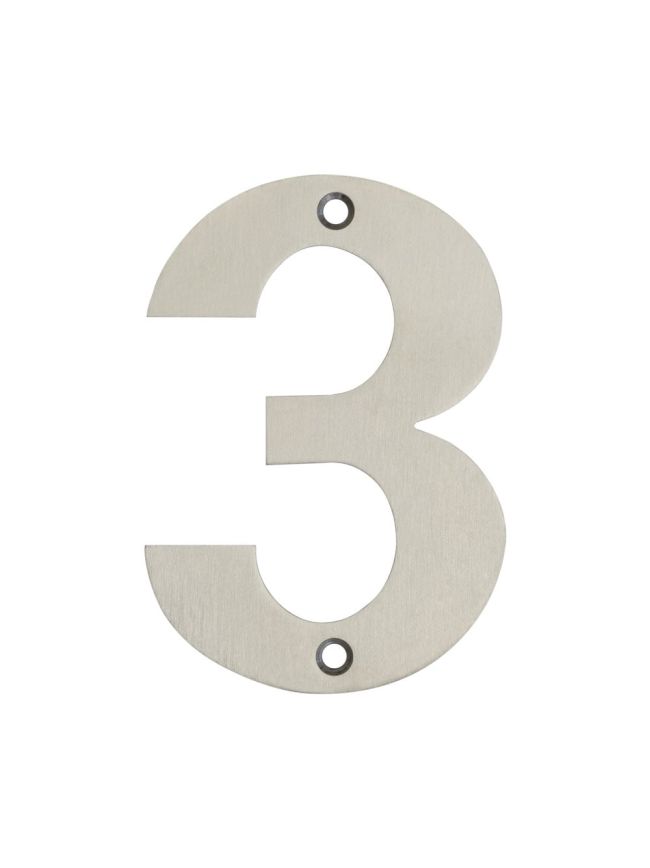 100mm Numerals SSS Finish 100mm Satin Stainless Steel No. 3 - By Frelan Hardware - JSS-3