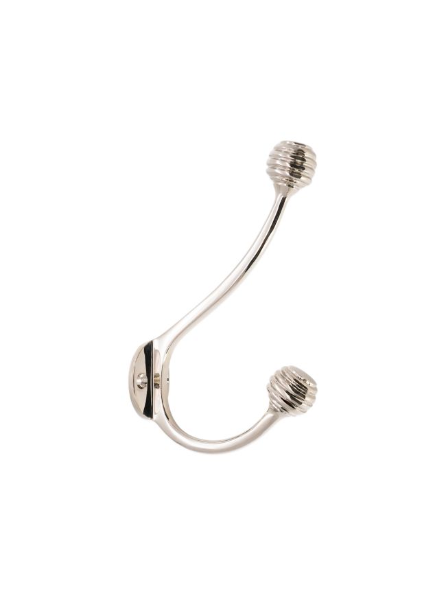 Beehive Twin Coat Hook Polished Nickel