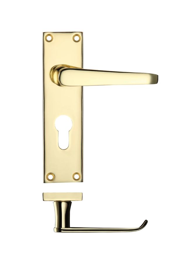 Zoo Hardware Project Victorian flat lever on euro backplate - 150 x 40mm - Electro Brass