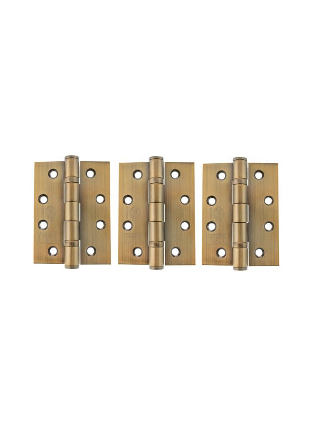 Atlantic Ball Bearing Hinges Grade 13 Fire Rated 4" x 3" x 3mm set of 3 - Antique Brass