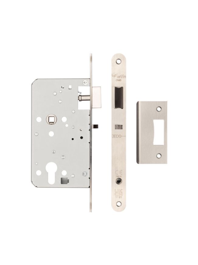 Architectural 72mm Din Nightlatches 60mm Backset Radiused Satin Stainless Steel - By Frelan Hardware - JL-DNL60RSSS