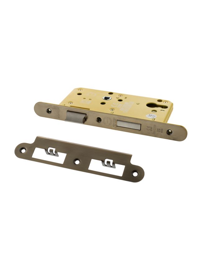 Atlantic DIN Radius Heavy Duty Euro Profile Sashlock Double Throw 60mm backset - Antique Brass