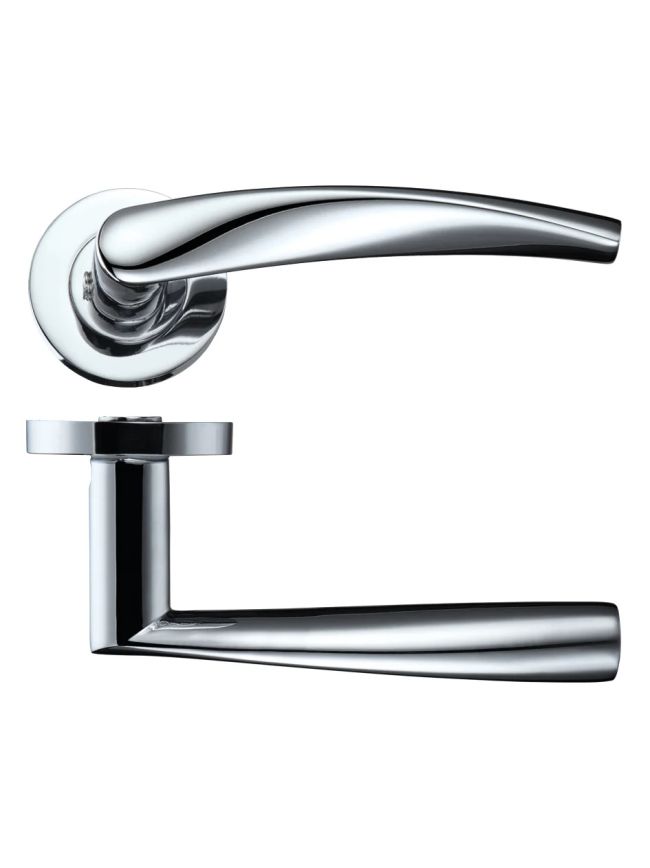 Zoo Hardware Vesta lever on round rose - Polished Chrome