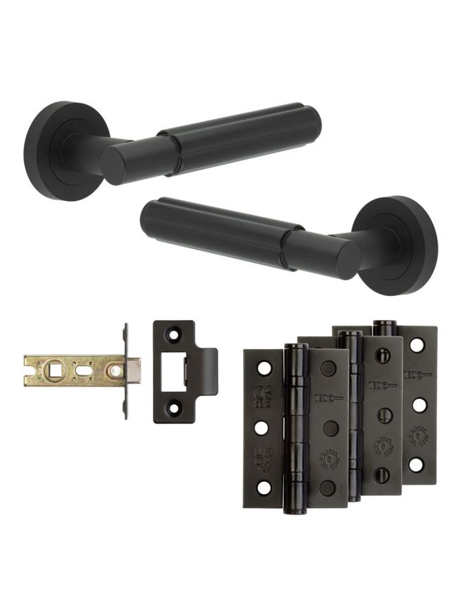 Complete Bloom Door Handle Pack - Internal Doors - Matt Black - 64mm / 3-inch Hinges - JE-B2B-MB