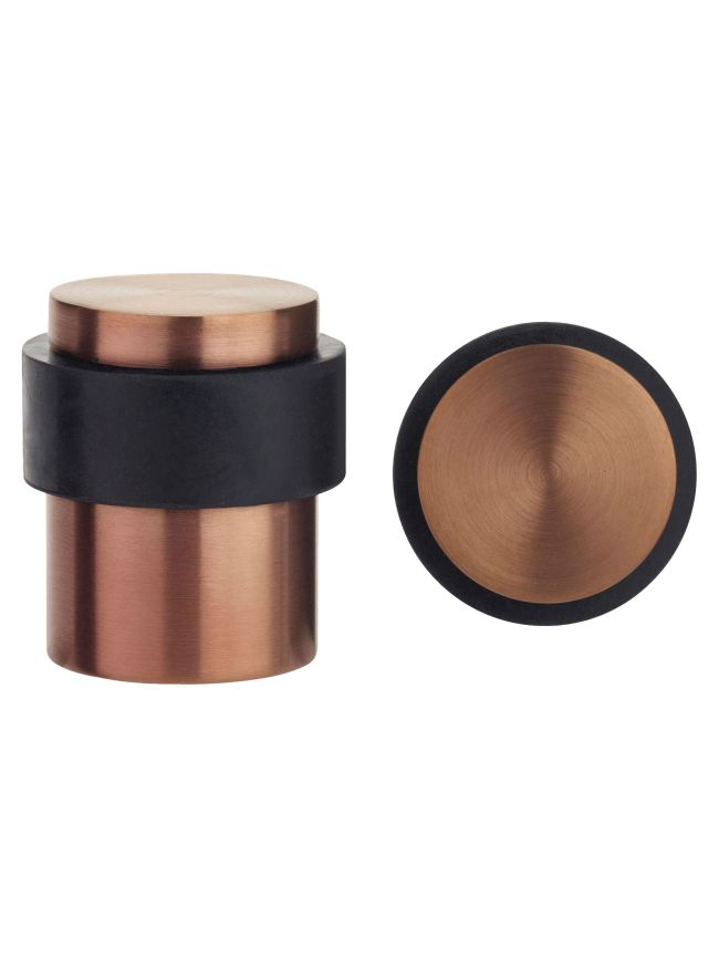 Zoo Hardware Door Stop Floor Mounted - Round Collared Flat Top 35mm dia - PVD Bronze