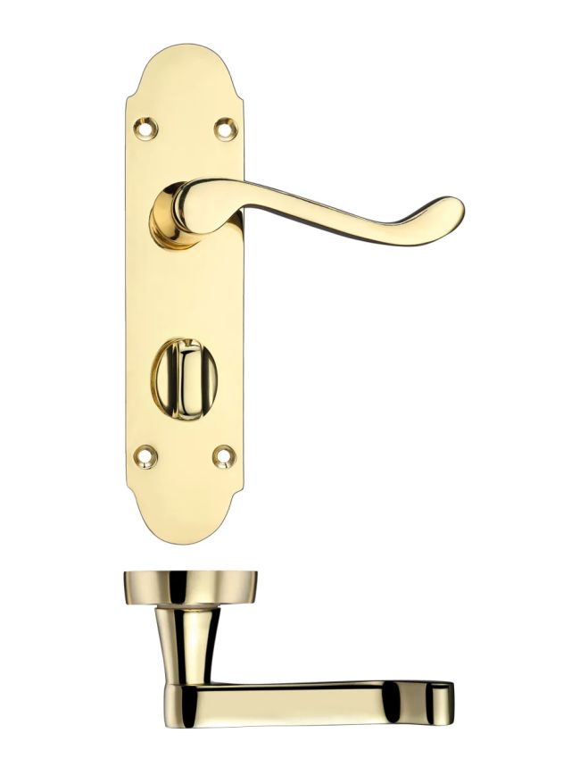 Zoo Hardware Project Oxford lever on bathroom backplate - 168mm x 42mm - Electro Brass