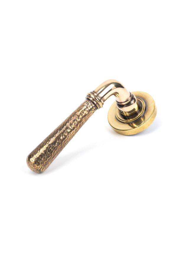 Aged Brass Hammered Newbury Lever on Rose Set (Plain) - Unsprung