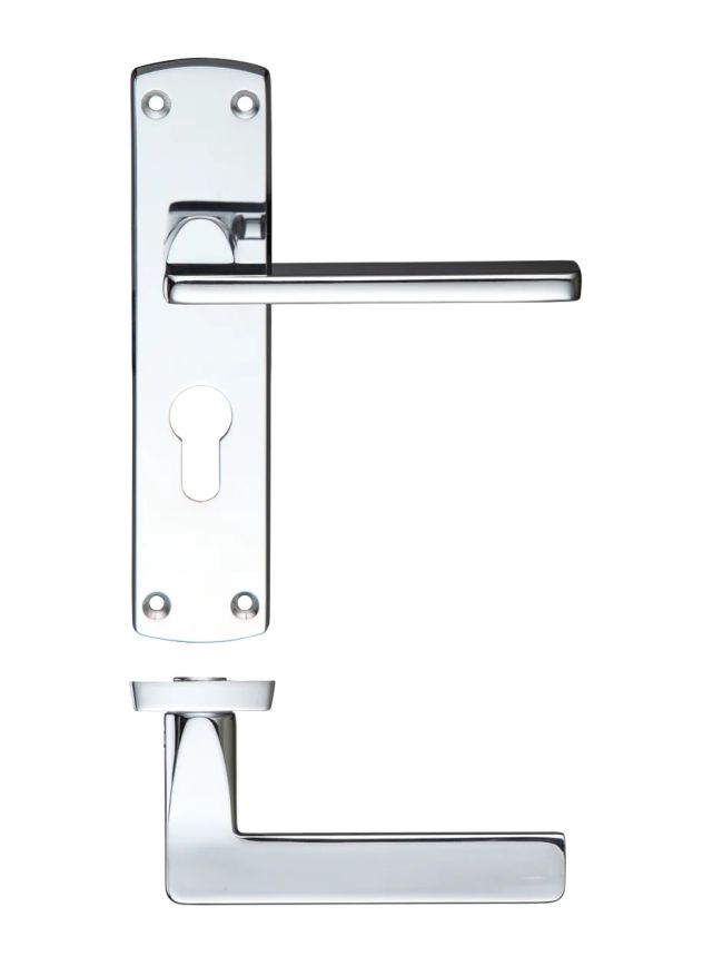 Zoo Hardware Leon lever on euro backplate - Polished Chrome