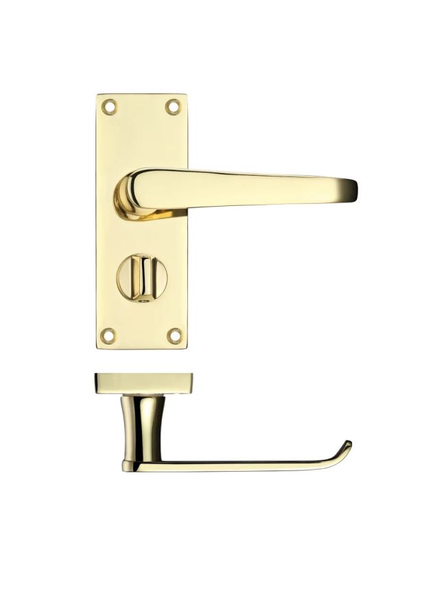 Zoo Hardware Project Victorian flat lever on privacy backplate - 114 x 40mm - Electro Brass