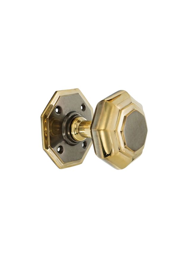 Octagonal Mortice Door Knob Aged Brass