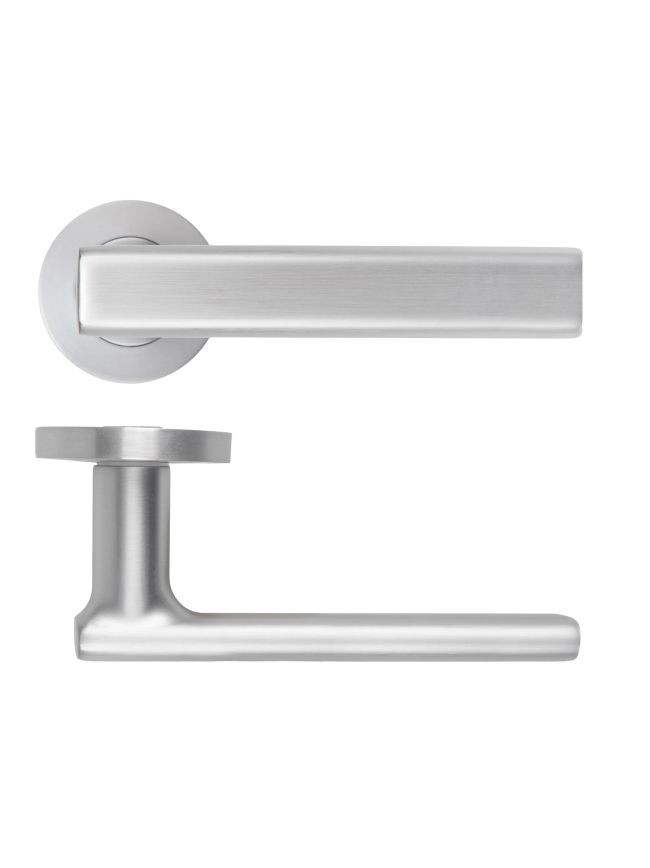 Zoo Hardware Frigo Lever On Round Rose - Satin Chrome