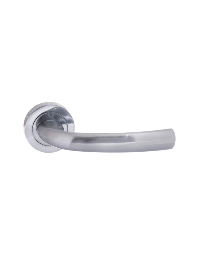 STATUS Nevada Lever Door Handle on Round Rose - Satin Chrome (Pair)