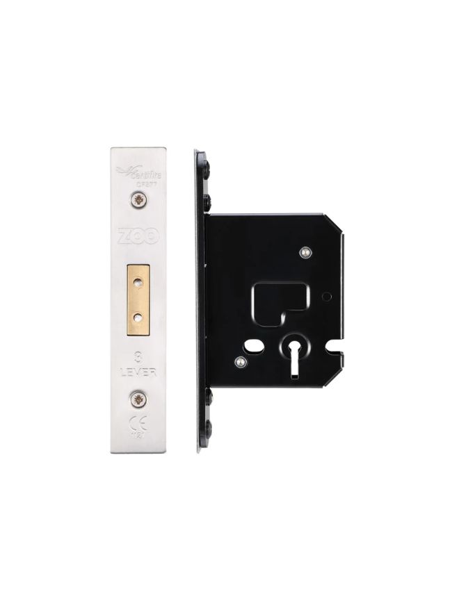 Zoo Hardware 3 Lever Dead Lock - 64mm C/W PVD Forend and Strike - Satin Stainless