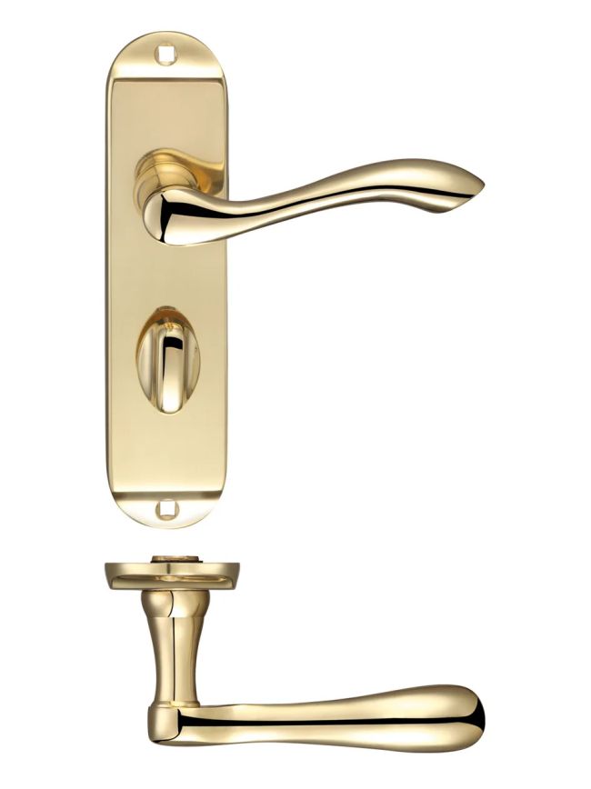 Zoo Hardware Arundel Lever Bathroom (57mm c/c) Furniture - Short Plate - Brass