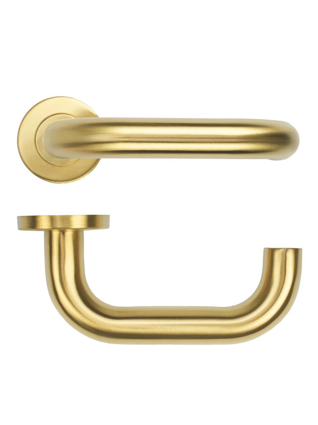 Zoo Hardware 22mm Tubular Return to Door Lever on Round Rose 52mm x 8mm Push-on Rose - BS EN 1906 Grade 3 - Grade 201 - PVDSB