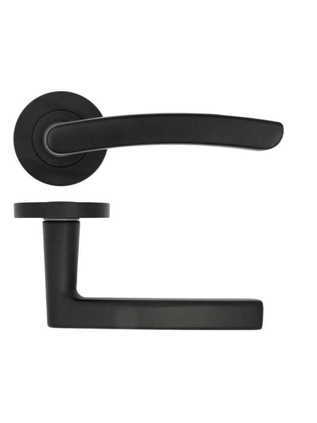 Zoo Hardware Santiago lever on rose - Matt Black