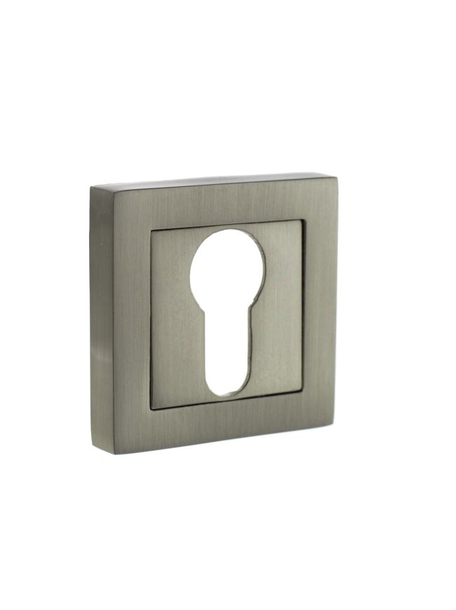 STATUS Euro Escutcheons on S4 Square Rose - Satin Nickel (Pair)
