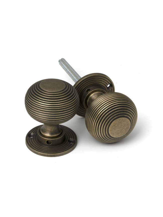 Burnished Brass Heavy Beehive Mortice/Rim Knob Set