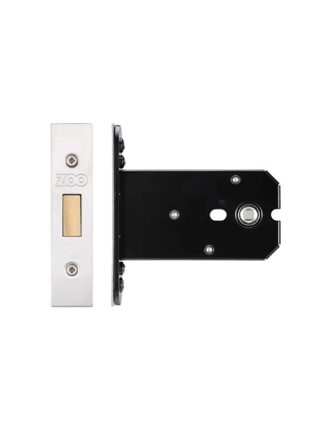 Zoo Hardware Flat Dead lock - 102mm C/W PVD Forend and Strike - Satin Stainless