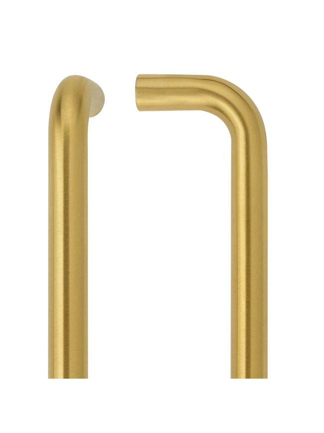 Zoo Hardware 19mm D Pull Handle - 425mm Centers - Grade 304 - Bolt Through Fixings - PVD Satin Brass
