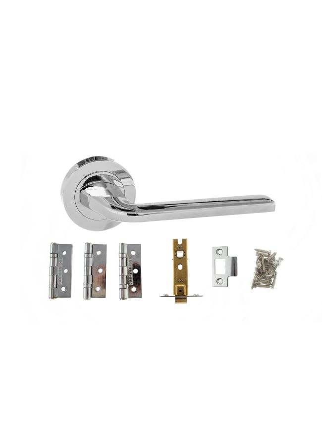 Atlantic Surf Door Pack Bundle (2.5" Latch, 3"x2" Hingesx3) - Polished Chrome