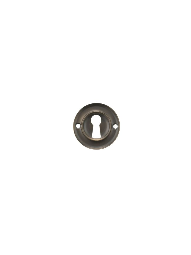 Old English Solid Brass Open Key Hole Escutcheons - Urban Dark Bronze (Pair)