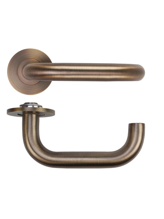 Zoo Hardware Maggiore Lever on 4mm Round Slim Sprung Rose - Antique Brass