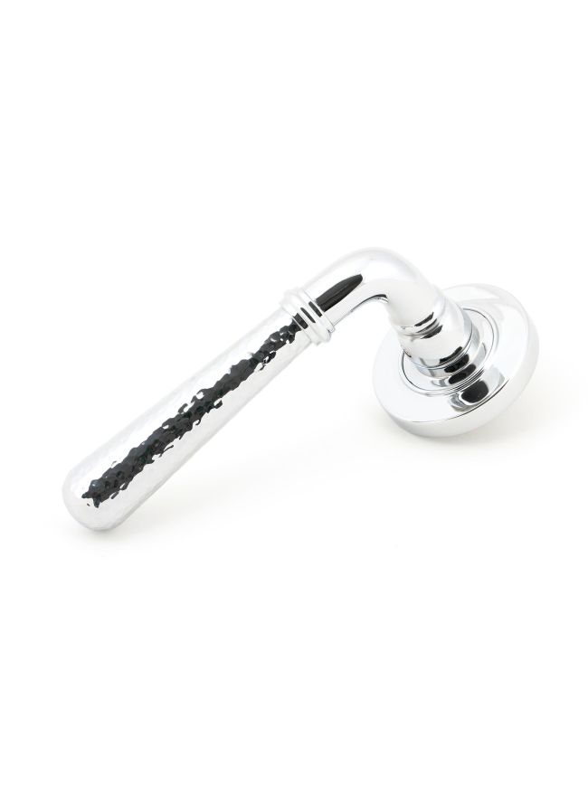 Polished Chrome Hammered Newbury Lever on Rose Set (Plain)